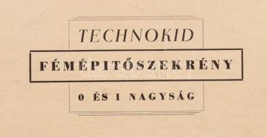 Technokid fémépítőszekrény. Bp, Minőségi Mechanikai Játékgyártó Vállalat, leírással, 2 kerék hiánnya...