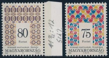 1996 Magyar Népművészet (IV.) 75Ft és 80Ft 11 1/2 : 12 1/4 fogazással shil papíron (18.000)