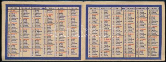 1955 Állami könyvesboltok kártyanaptár, kinyitható 7,5x10 cm , 21x8 cm