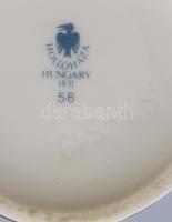 Hollóházi Szász Endre által tervezett mintával díszített porcelán váza, matricás, jelzett, minimális...