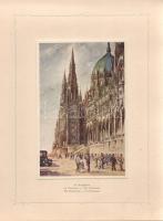 Budapest. (ifjabb Richter Aladár tizenkét akvarellje.) Kis alakú kiadás. Budapest, [1929]. Budapest Székesfőváros Idegenforgalmi Hivatala (Székesfőváros Házinyomdája.) [12] t. (színes). Magyar, francia, német, angol és olasz nyelven feliratozott idegenforgalmi album, az album tizenkét tábláján ifjabb Richter Aladár (1898-1950) festőművész akvarelljei. Az egyes akvarellek: A Királyi Palota a Tabánból nézve - A Mezőgazdasági Múzeum - Az Országháza - A Koronázó-templom - A Szent István-székesegyház - Az Igazságügyi Palota - A Tőzsde - A Széchenyi-fürdő - Kápolna a jáki templom főkapujával - A Milleniumi Emlék és a Szépművészeti Múzeum - Szent Margitszigeti gyógyfürdő - A székesfővárosi Szent Gellért-gyógyfürdő. Fűzve, aranyozott kiadói borítóban. Jó példány.