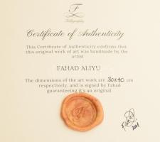 Fahad Alyu: Jimmy Hendricks. Tus, papír. jelzett 30x40 cm Üvegezett keretben, hátoldalt tanusítvánny...