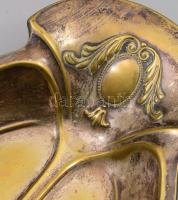 Szecessziós medalion és áttört mintás kínáló, kopással, 36x18 cm