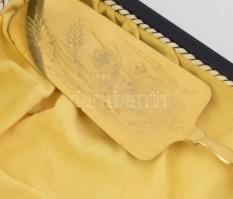 Sütemény és desszert szervírozó készlet. Ezüst (Ag) nyéllel. jelzett, díszdobozban