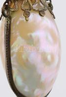 Illatszeres flakon, gyöngyház és réz 6 cm övre akasztható