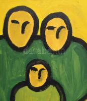 Albe.. jelzésse? Család. Olaj, farost, jelzett 75x60 cm Kissé sérült keretben