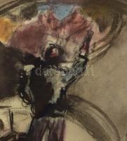 Emőd Aurél (1897-1958): Freskófestő. Akvarell, papír. Jeletzve jobbra lent. Üvegezett keretben MNG p...