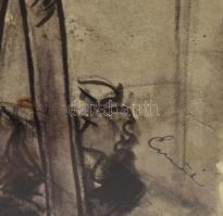 Emőd Aurél (1897-1958): Freskófestő. Akvarell, papír. Jeletzve jobbra lent. Üvegezett keretben MNG p...