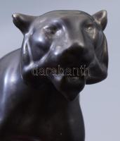 Jelzés nélkül. Royal Dux?: Tigris.Ezüst mázas, hibátlan 38 cm