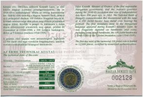 2002. 100Ft Ni-Cu-Zn "Kossuth" elsőnapi veret sorszámozott "002128" díszlapon T:...