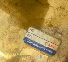 Réz tál, zománc díszítéssel d: 26 cm