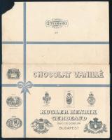 cca 1900 Kugler Henrik Gerbeaud - Chocolat Vanillé tasak, hátoldalán korabeli Bp., Gizella téri közp...