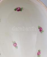 Antik porcelán tojás felső része, aranyozással és virágmintával díszítve. Kézzel festett, jelzés nél...