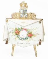 cca 1880 "Boldog uj évet" térbeli üdvözlőlap, 14x10 cm