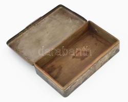 Antik Wumak ezüstözött fém doboz, fa betérttel 13x21 cm