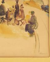 Halápy Ede (1891-1962): Parkban. Akvarell, papír, jelezve balra lent. 21x29 cm. Üvegezett, sérült fa...