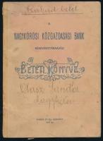 1919 A Nagykőrösi Közgazdasági Bank Rt. betéti könyve Olasz Sándor részére, kissé viseltes borítóval