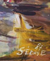 Séday Éva (1929-2011): Virágcsendélet. Olaj, farost, jelzett. Dekoratív fakeretben, 60×80 cm