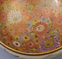 Japán Suzukuri Szacuma porcelán kínáló tál. Kézzel festett, jelzett, hibátlan / Antique Japanese Suz...