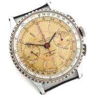 Kronográfos mechanikus karóra, jelzés nélküli szerkezettel, Breitling Chronomat számlappal. Működik, számlapon sérülésekkel d: 34 mm