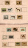 Természetrajzi bélyegalbumok, 2 db, bennük 59 és 63 db levélzáróval, nem teljesek, foltos albumokkal