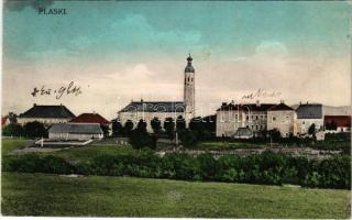 Plaski (Lika), látkép, szerb ortodox templom / general view with Serbian Orthodox church (EK)