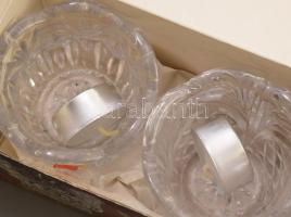 2 db Anna Hütte kristály gyertyatartó pár. Jelzett, eredeti dobozában 7 cm