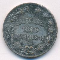 1899. "Petőfi - Bem / Emlék Érem 1899. március 15." ezüstözött bronz emlékérem füllel, mel...