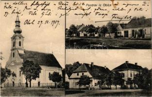 1909 Atak, Otok; templom, Fő utca / church, main street (fl)