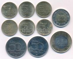 2021. 5Ft Cu-Ni-Zn "75 éves a Forint" (6xklf) teljes sor + 2015. 50Ft Cu-Ni "Nemzeti ...