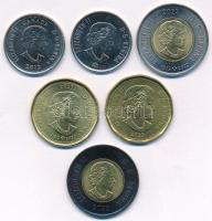 Kanada 2012-2017. 25c (2xklf) + 2022-2023. 1$ (2xklf) + 2022-2023. 2$ (3xklf) mindegyik forgalmi, ré...