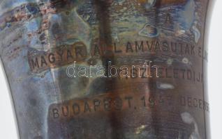 1947 Magyar Államvasutak elnökének tiszteletdíja feliratos ezüst (Ag) kupa 162 g