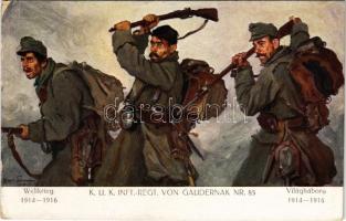 1916 Weltkrieg 1914-1916 - K.u.K. Inft.-Regt. von Gaudernak Nr. 85. Verlag K.u.K. Kmdo. der 27. Inf. Trp. Dion. A tiszta jövedelem a Kárpátokban elpusztított falvak újjáépítésére és a második hadsereg legénységi özvegyei és árvái alapítványra fordíttatik / WWI Austro-Hungarian military infantry regiment s: Hans Larwin (EK)