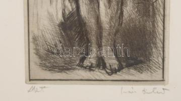 Iván Szilárd (1912-1988): Akt, rézkarc, papír, jelzett, üvegezett keretben, 25,5×10 cm