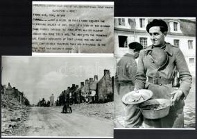 cca 1944 Robert Capa (1913-1954) (eredeti neve Friedmann Endre) magyar - francia fotóriporter felvételei a II. világháborúról, 2 db modern nagyítás, jelzés nélkül, az egyikhez szöveg is tartozik, a néhai Lapkiadó Vállalat központi fotólaborjának archívumából 21x15 cm és 10x15 cm