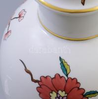 Hollóházi fedeles váza. Kézzel festett, jelzett, hibátlan m:38 cm