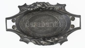 Szecessziós ón kínáló tál. ca 1900. 41x24 cm