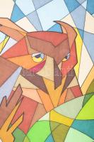 Kun Sarolta (1990-): Baglyok, vegyes technika, papír, jelzett, 50×40 cm