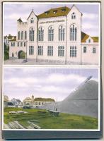 Pécs - képeslap leporello füzet 12 képeslappal (Üszögi szénmosó és villamostelep)