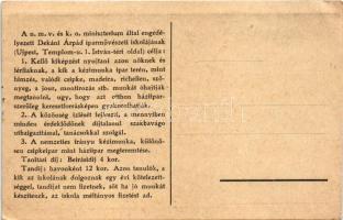 Budapest IV. Újpest, Dekáni Árpád iparművészeti iskola reklámja. Templom u. 1. (EK)