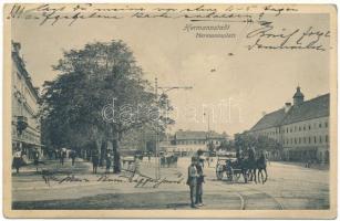 1910 Nagyszeben, Hermannstadt, Sibiu; Hermannsplatz / Hermann tér, gyalogsági laktanya. Karl Graef kiadása / square, K.u.K. military barracks (fa)