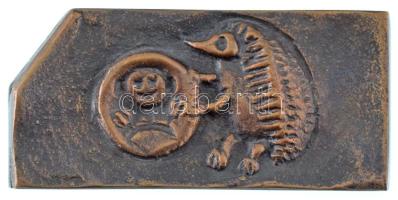 Kótai József (1940-) DN "Kótai" bronz kétoldalas névjegy plakett (33x70mm) T:UNC patina