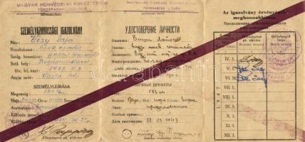 1947 Verérkari ezredes magyar-orosz nyelvű személyazonossági igazolványa