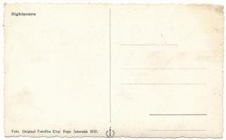 Segesvár, Schässburg, Sighisoara; utca, óratorony, étterem / street view, clock tower, restaurant (f...