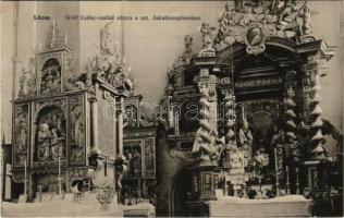 Lőcse, Levoca; Gróf Csáky család oltára a szt. Jakab templomban. Braun Fülöp kiadása / church interior, altar