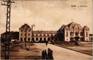 1915 Arad, Indóház, vasútállomás, építkezés. Vasúti levelezőlapárusítás 4244. / railway station, construction (EK)