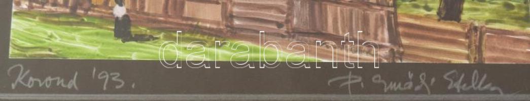 Péliné Emődi Etelka (1945-): Korond, akvarell-papír, jelzett, üvegezett keretben, 15x24cm