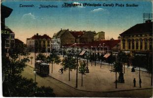 Temesvár, Timisoara; Józsefváros, Scudier tér, villamos / Iosefin, square, tram (EB)