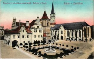 Lőcse, Levoca; Templom és városháza északi oldala / Rathaus und Kirche / town hall, church