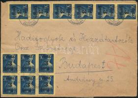 1946 (5. díjszabás) Távolsági levél 40x Kisegítő 3P/50f bérmentesítéssel / Domestic cover franked with 40 stamps